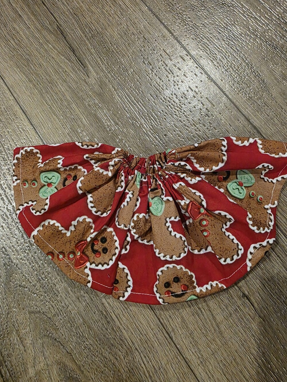 10" Handmade Red Gingerbread Print Holiday Desk Goose Dress